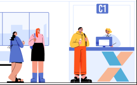 Ilustração de uma fila na boca do caixa