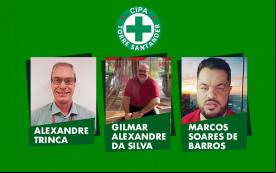 Fotos dos três candidatos apoiados pelo Sindicato para a Cipa da Torre