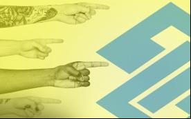 Imagem amarela mostra dedo apontando para logo do Banco do Brasil