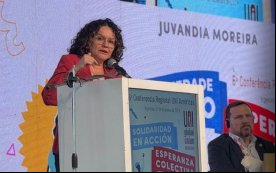 Juvandia Moreira discursa na 6ª Conferência da UNI Américas