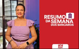 Fotografia de Erica de Oliveira, secretária de Imprensa do Sindicato e apresentadora do Resumo da Semana, acompanhada da frase Resumo da Semana