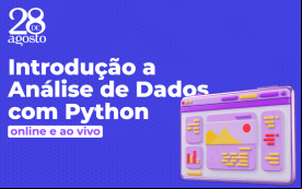 Imagem de uma janela de computados, acompanhada com a frase "Introdução a Análise de Dados com Python"