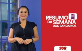 Fotografia de Erica de Oliveira, secretária de Imprensa do Sindicato e apresentadora do Resumo da Semana, acompanhada da frase Resumo da Semana