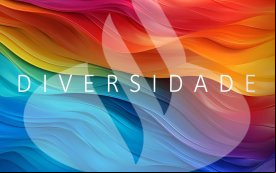 Arte com colorida com a palavra escrita Diversidade em cima