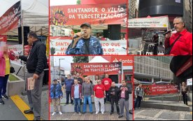 Fotos de protestos do Sindicato em agências do Santander