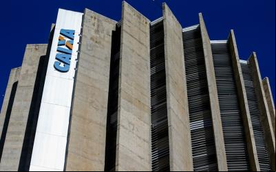 Imagem mostra topo do edifício sede da Caixa Econômica Federal