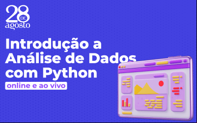 Imagem de uma janela de computados, acompanhada com a frase "Introdução a Análise de Dados com Python"
