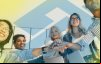 Pessoas sorrindo e ao fundo a logo do Banco do Brasil