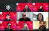 Print da tela do computador durante reunião online com o Bradesco. A Imagem mostra os rostos dos dirigentes sindicais que participaram da reunião