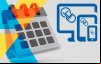 Imagem de um calendário, com um ícone de computador