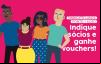 Arte do programa Ponto + Ação com texto Indique sócios e ganhe vouchers